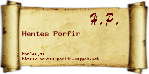 Hentes Porfir névjegykártya